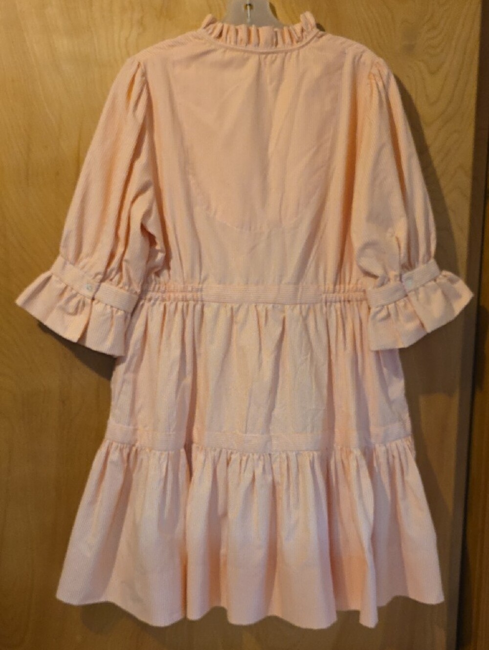 Gretchen Scott Women's Orange/White Pinstripe Tiered Ruffled Dress Size Large - Picture 2 of 12